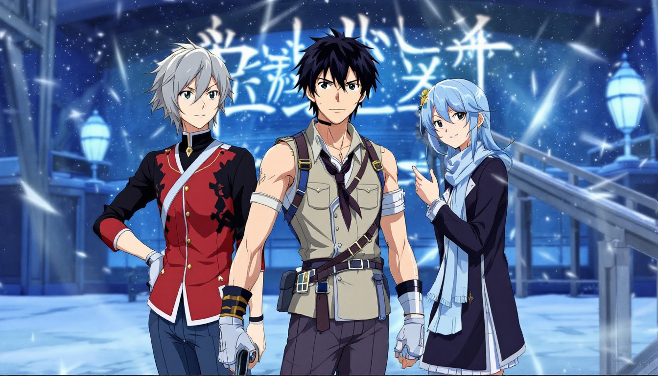 Action-packed anime scene of a hero battling enemies in a fantasy world, similar to Solo Leveling