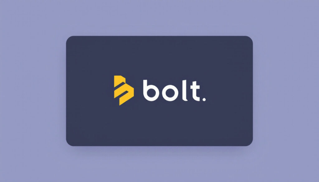 Bolt.new logo displayed on a laptop screen with payment icons and AI symbols in the background