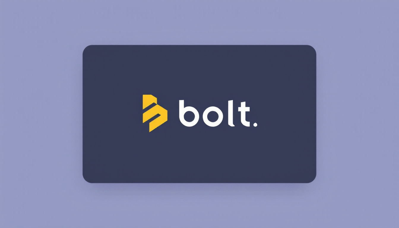 Bolt.new logo displayed on a laptop screen with payment icons and AI symbols in the background