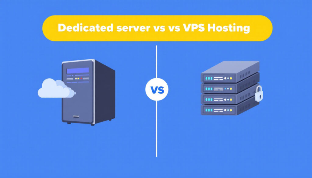 Comparison chart of dedicated server and VPS hosting features for IT and business use in 2025.