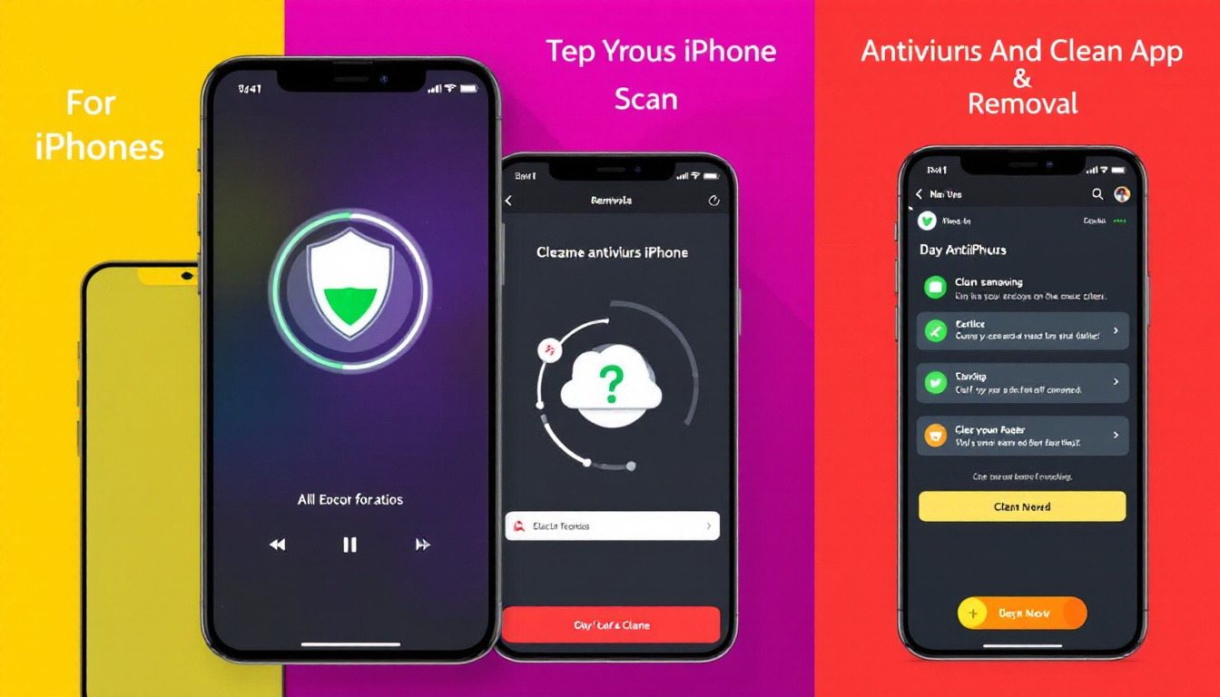 iPhone running antivirus scan with cleaning app, 2025