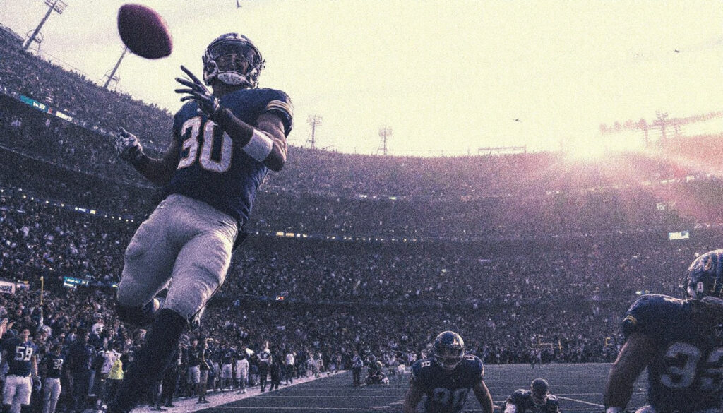 Graphic showcasing football icons, a scoreboard, and player silhouettes representing NFL football scores in 2025 with a modern and energetic design.