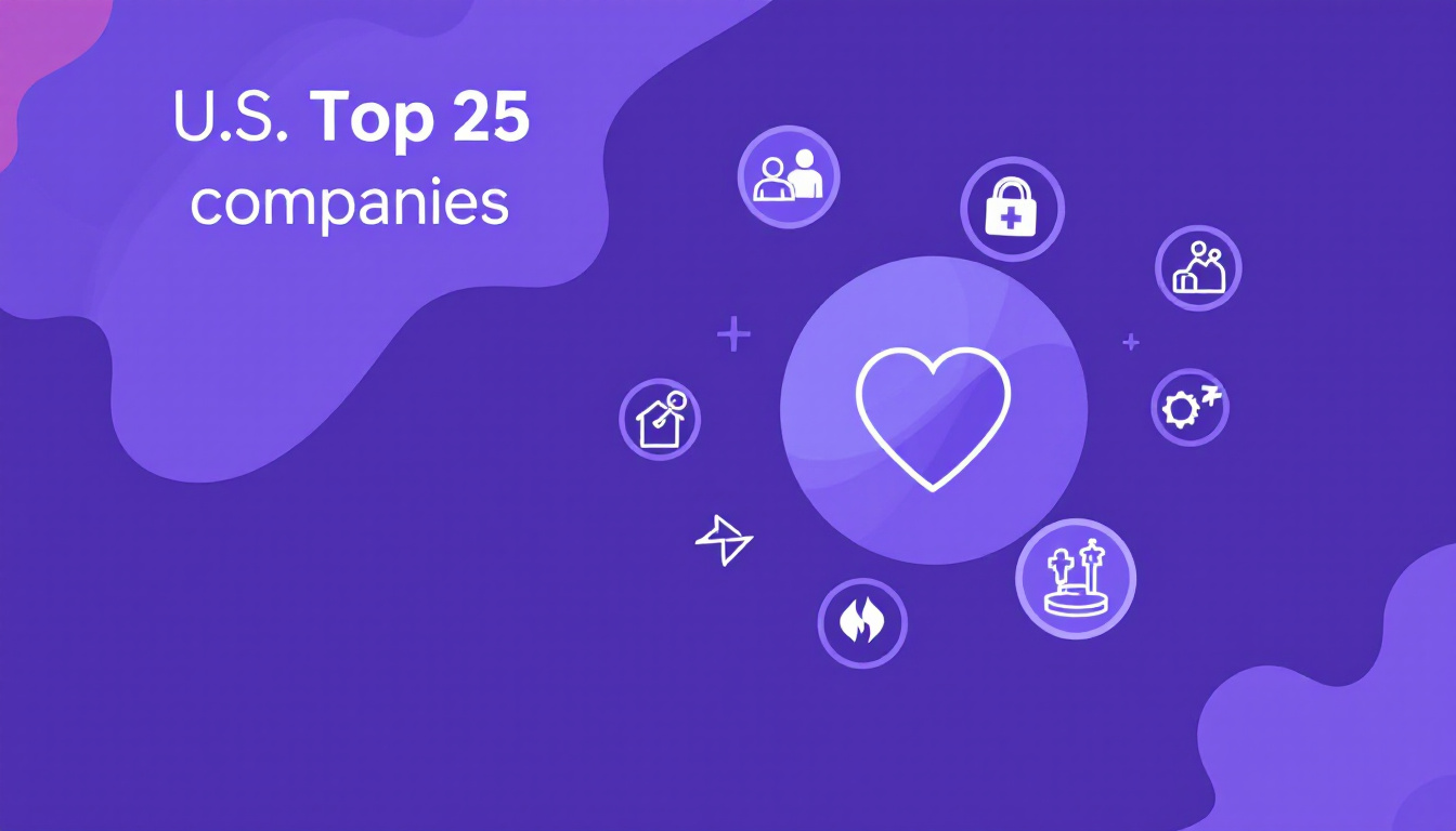 Infographic displaying the Top 25 Health Insurance Companies in the U.S., showcasing various company names and rankings.